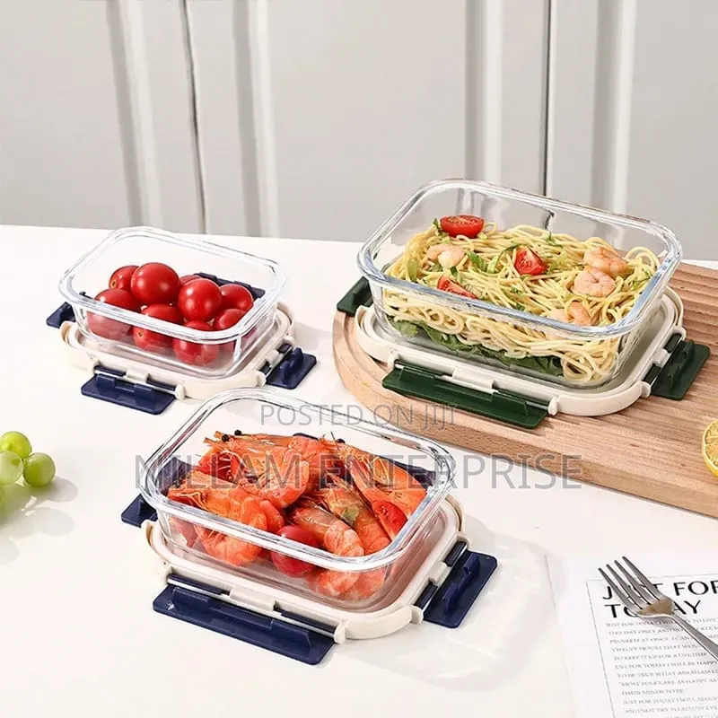 3Pcs Glass Food Storage/ Lunch Box Containers