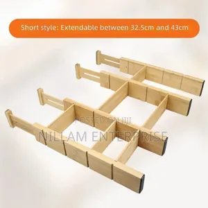 A Set of Expandable Bamboo Drawer Dividers With Inserts