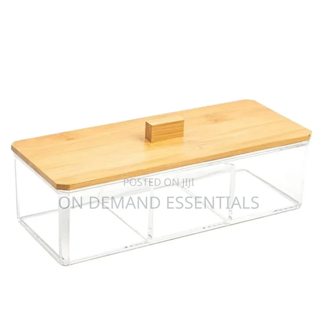 Acrylic Organizer With Bamboo Lid