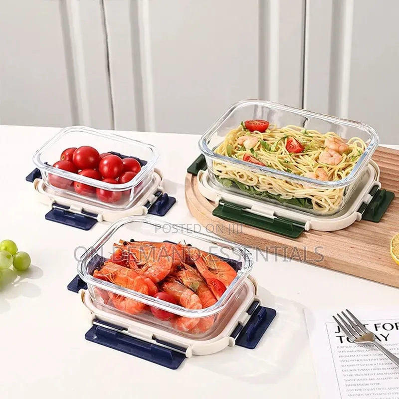 3Pcs Glass Food Storage/ Lunch Box Containers