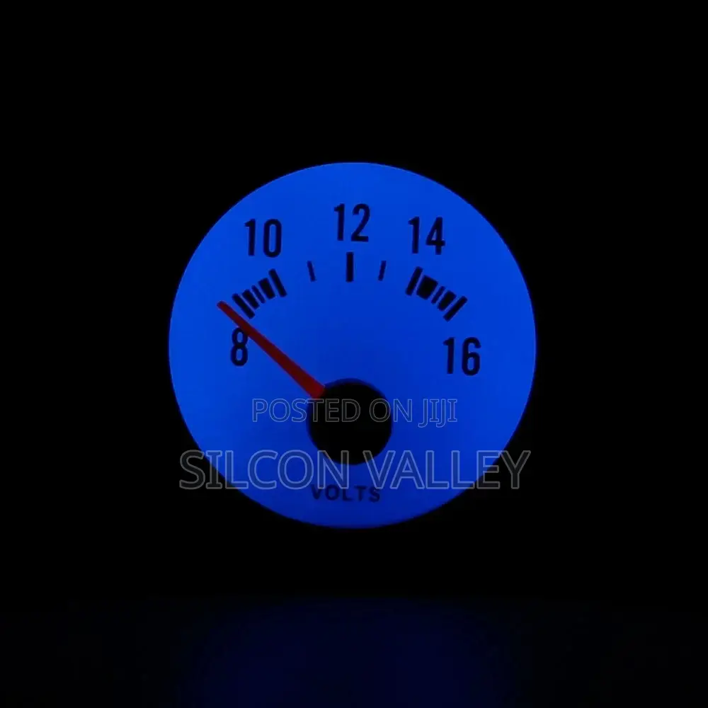 52mm Black Face Blue LED Digital Volt Meter Gauge 8-16 Volts New