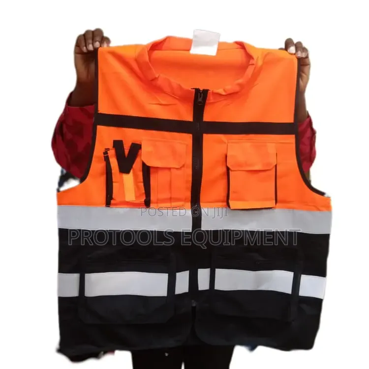 Orangeblack Chinese Collar Reflective Vest