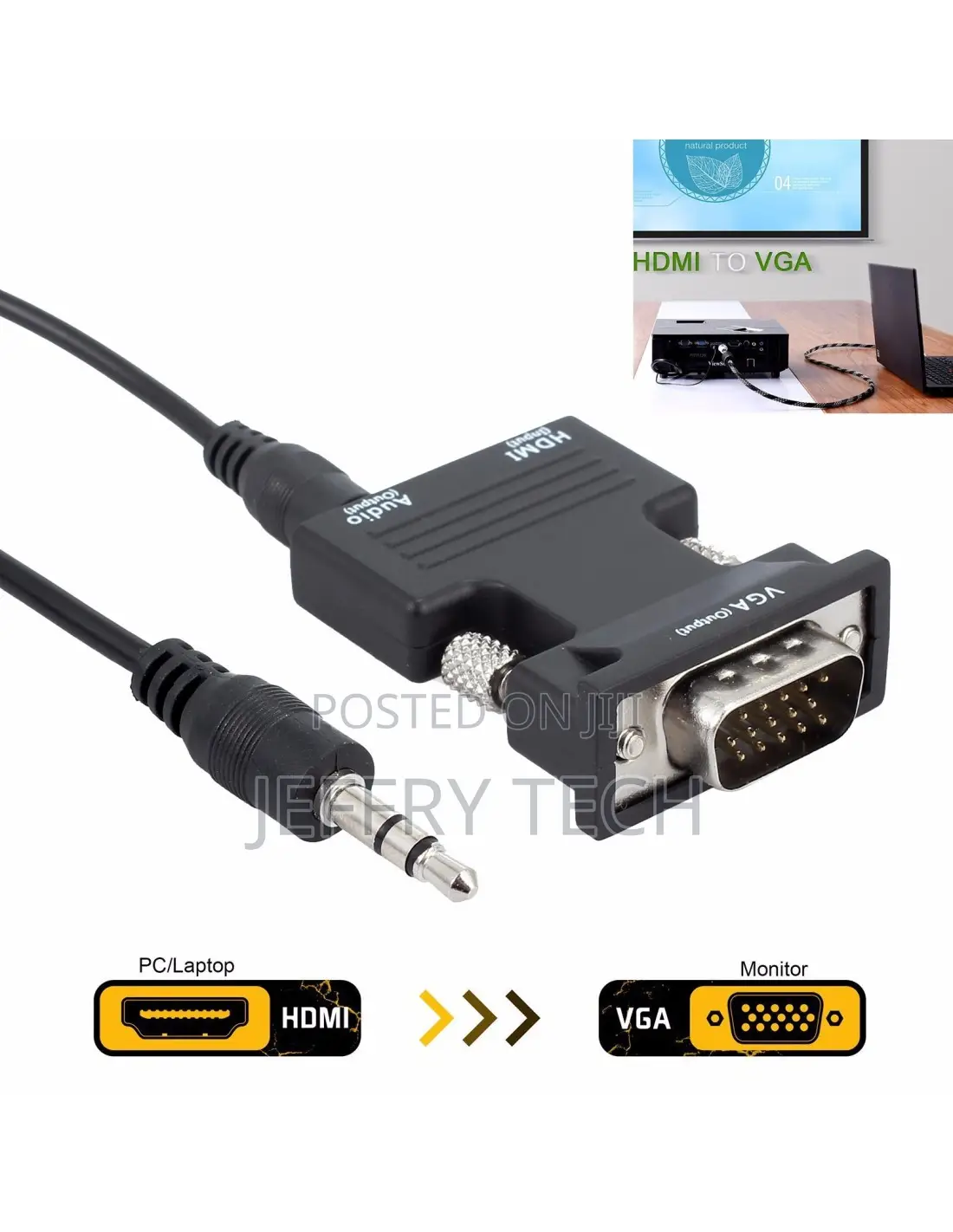 1080P HDMI to VGA Adapter Digital to Analog Audio Video Converter