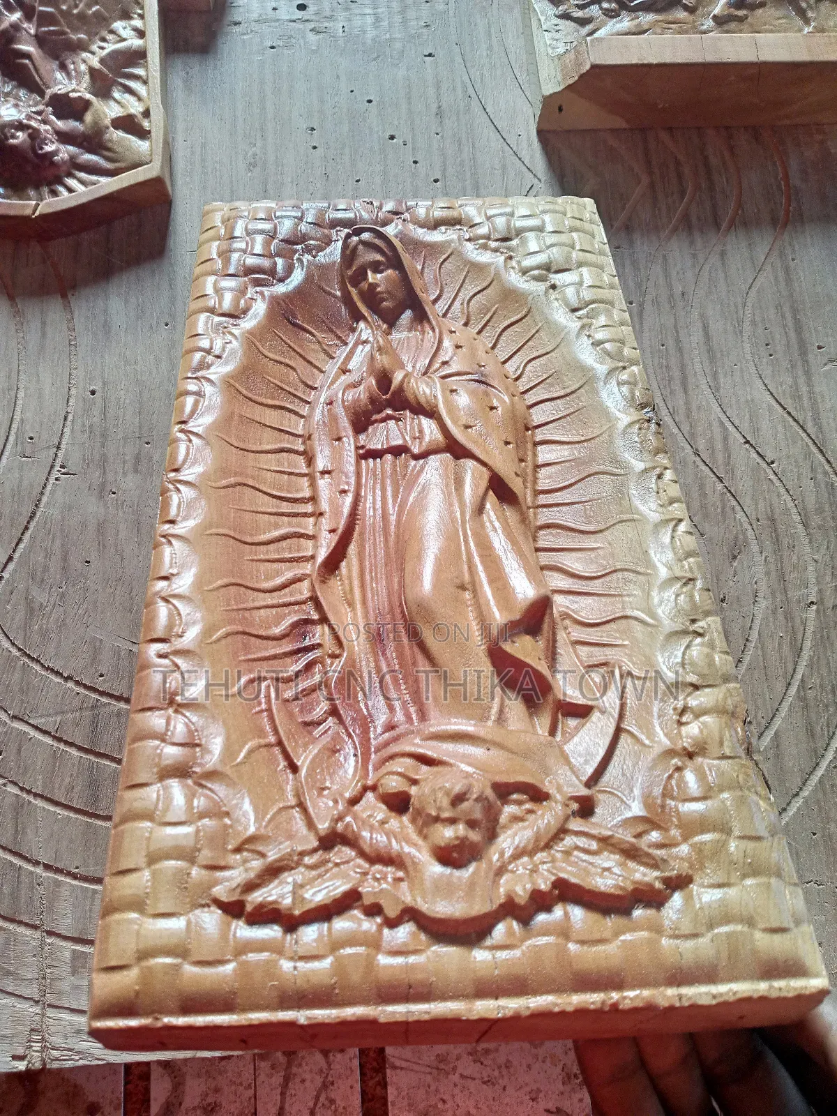 Virgin Lady of Guadalupe Wooden Sculpture