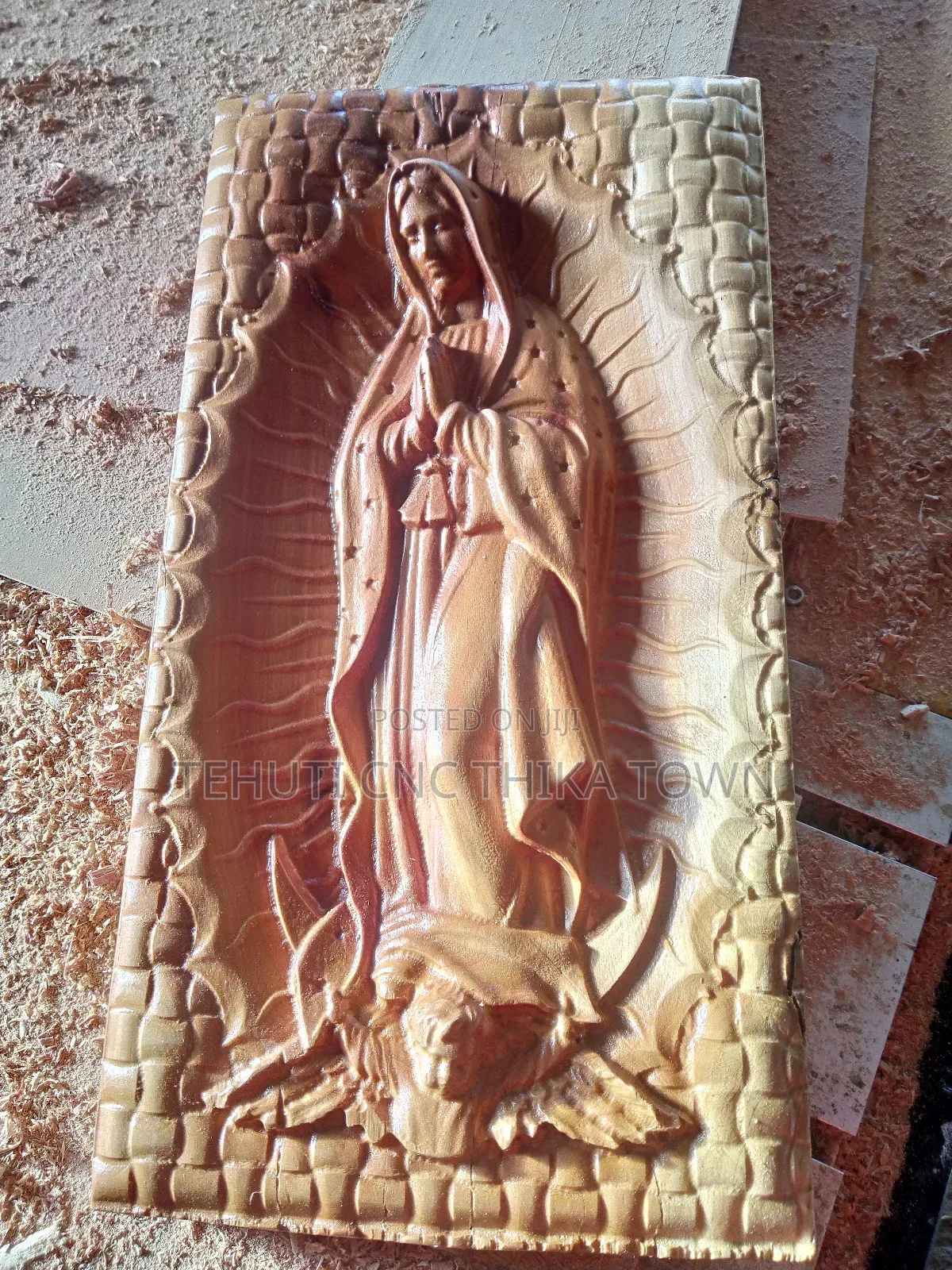 Virgin Lady of Guadalupe Wooden Sculpture