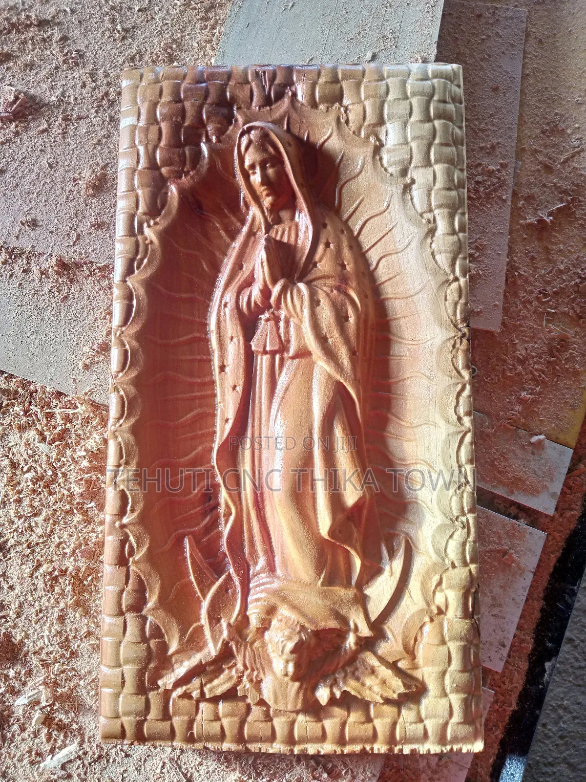Virgin Lady of Guadalupe Wooden Sculpture