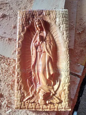 Virgin Lady of Guadalupe Wooden Sculpture