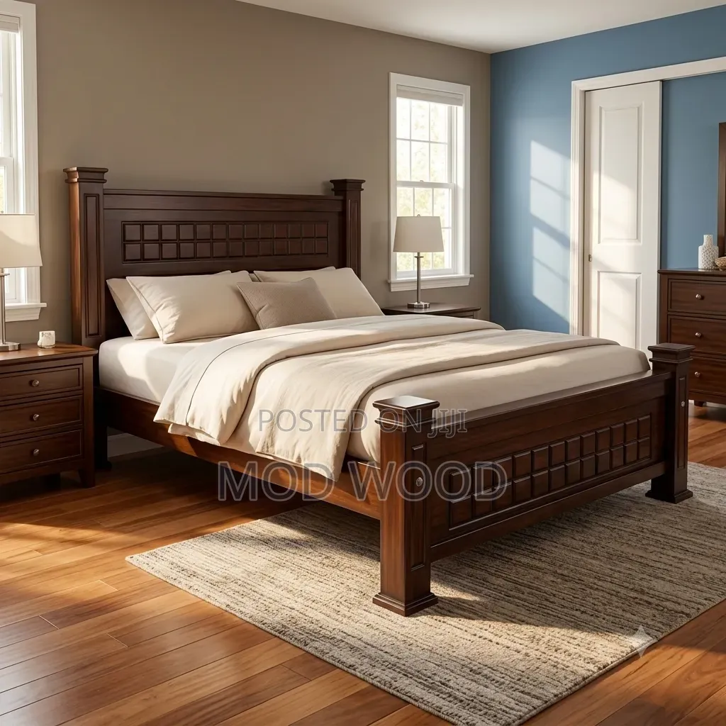 Modern Handcrafted 4ft by 6ft Solid Wood Platform Bed Frame