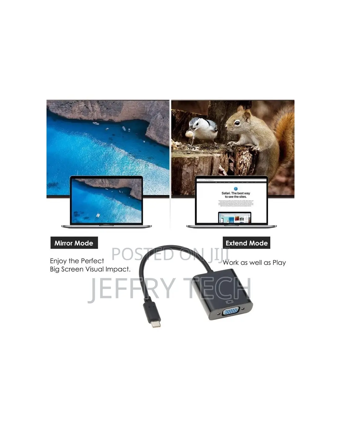 USB 3.1 Type C to VGA Female Adapter Cable for Macbook 12 Inch Chrome