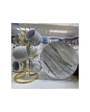6pcs Marble Grey Dinner Plates and Mugs