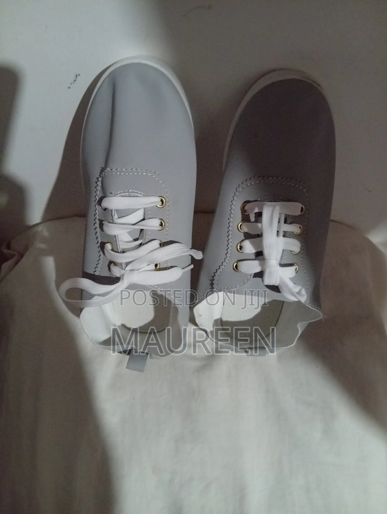 Grey Canvas Flat Shoes
