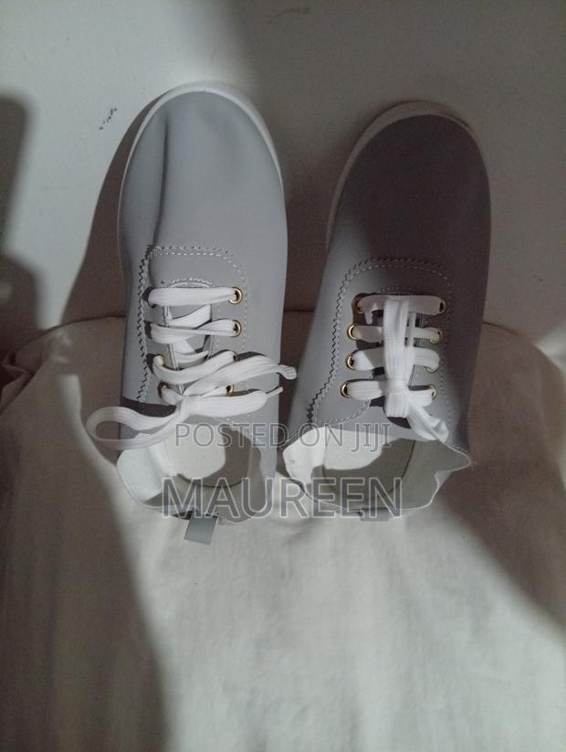Grey Canvas Flat Shoes