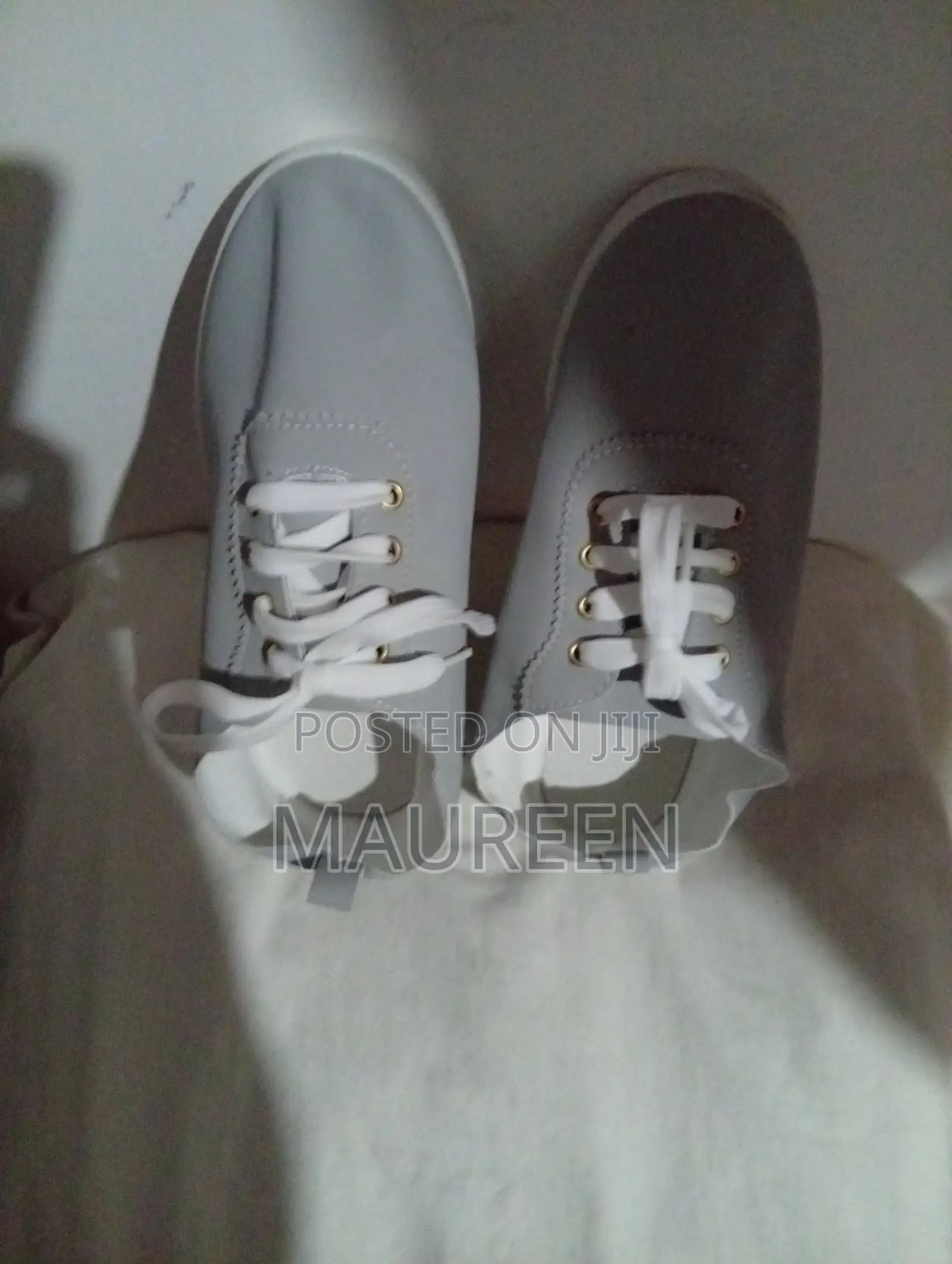 Grey Canvas Flat Shoes