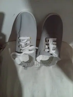 Grey Canvas Flat Shoes