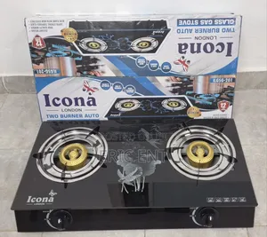 ICONA Double Burner Glass Table Top Gas Cooker and Infrared 2 Burner