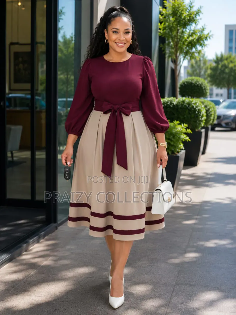 Grace Bow Waist Midi Dress