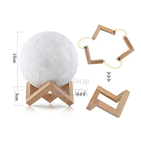 Moon Light Lamp With Wooden Bamboo Stand - Pm