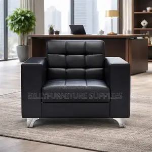 Luxury Black Leather Single Office Sofa