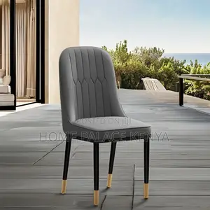Dining Chair: Stitched Comfortable Grey Chair With Titanium Legs
