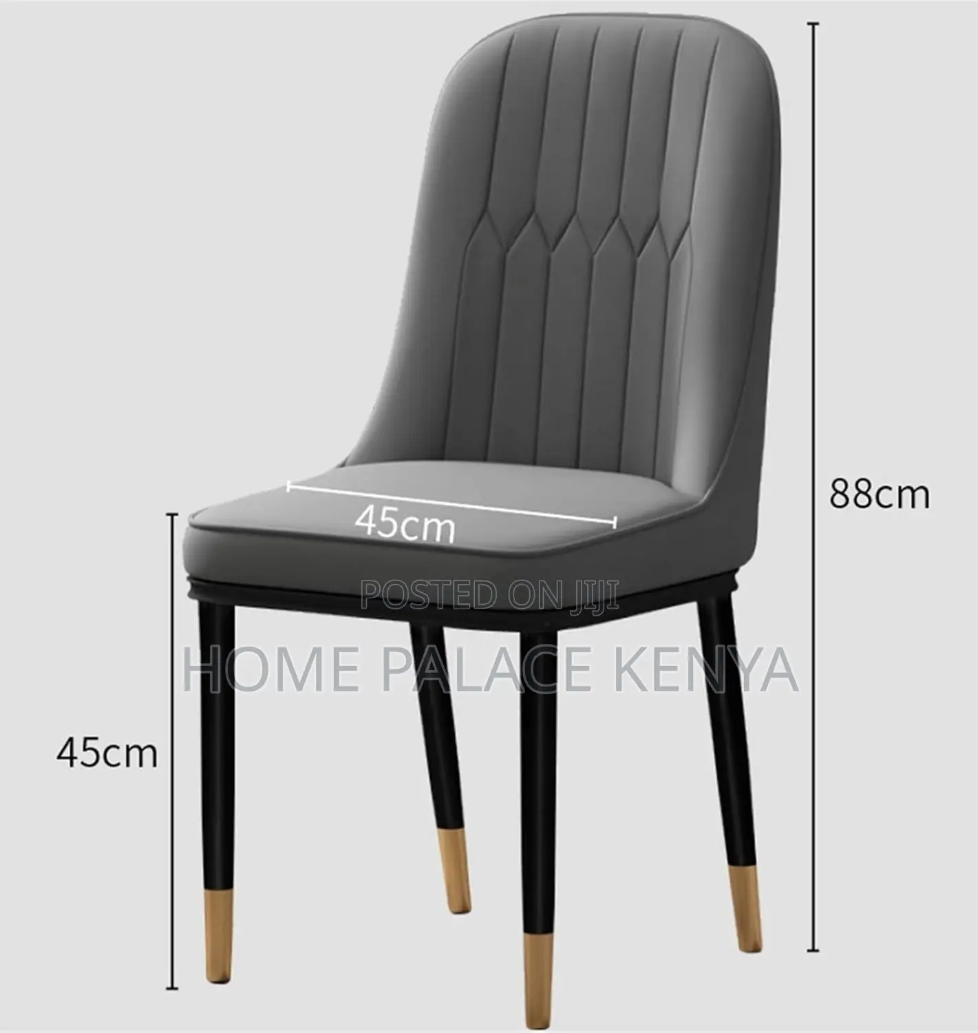 Dining Chair: Stitched Comfortable Grey Chair With Titanium Legs