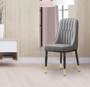 Dining Chair: Stitched Comfortable Grey Chair With Titanium Legs