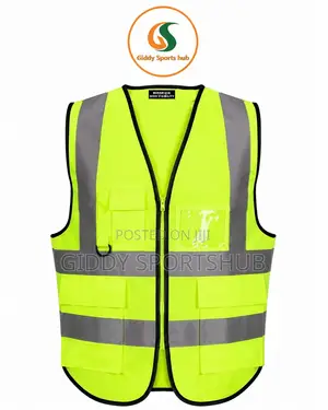 Neon Yellow High Visibility Reflective Safety Vest With Multi-Pockets