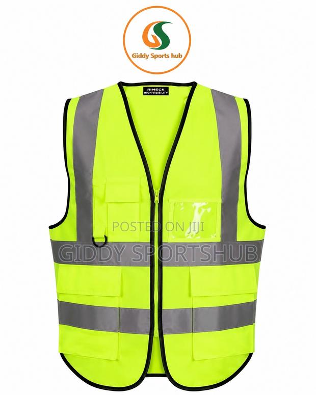 Neon Yellow High Visibility Reflective Safety Vest With Multi-Pockets
