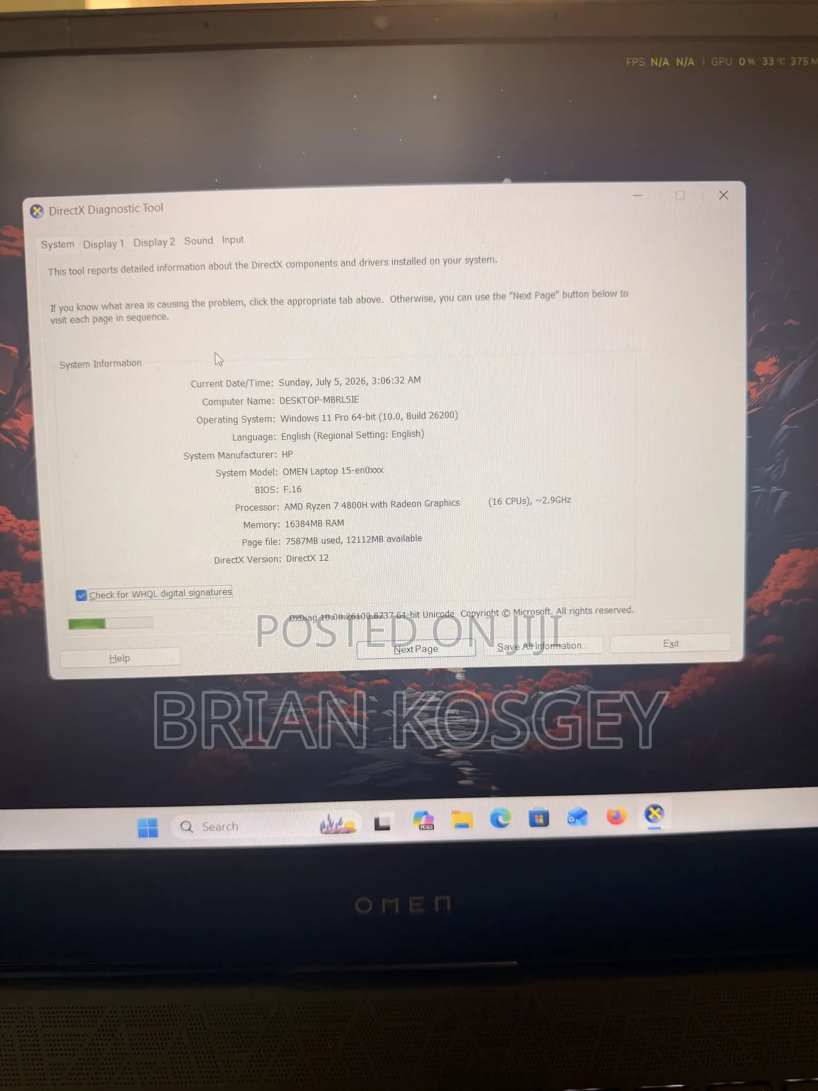 Laptop HP Omen 15 16GB AMD Ryzen 7 SSD 512GB