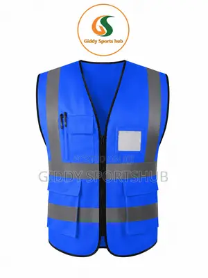 Blue High Visibility Reflective Safety Vest With Multi-Pockets