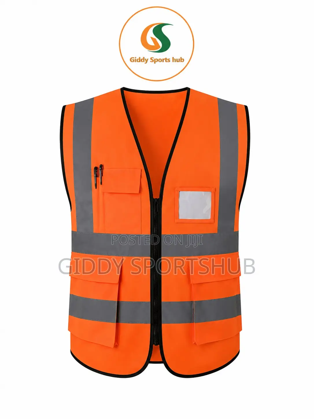 Orange High Visibility Reflective Safety Vest With Multi-Pockets
