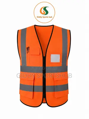 Orange High Visibility Reflective Safety Vest With Multi-Pockets