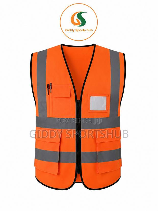 Orange High Visibility Reflective Safety Vest With Multi-Pockets