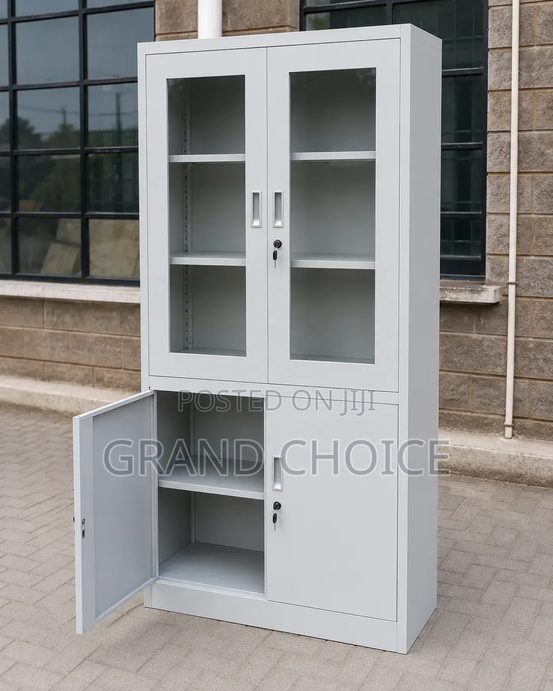 4-Door Steel Filing Cabinet With Glass Door