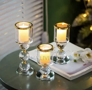3pc Crystal Candle Holder Set