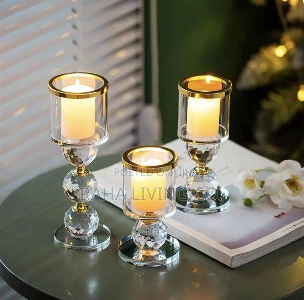3pc Crystal Candle Holder Set - main view