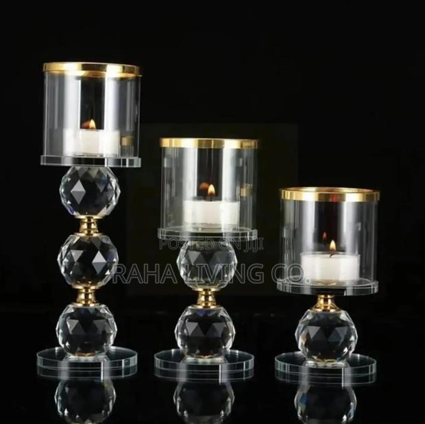 3pc Crystal Candle Holder Set - thumbnail 2