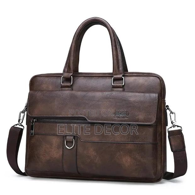Jeep Buluo Brown Leather Business Briefcase With Shoulder Strap - thumbnail 5