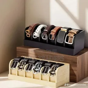 *6 Slot Premium Bamboo Belt Organizer