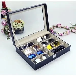*8 Sots High Quality PU Leather Sunglasses Organizer Box