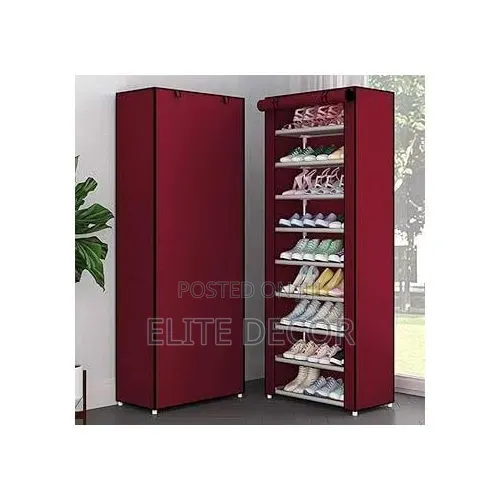 10-Tier Gray Fabric Shoe Rack Organizer With Zipper Dust Cover