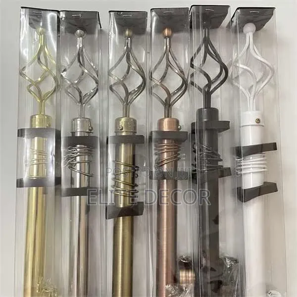 Adjustable Metal Curtain Rod With Decorative Cage Finials
