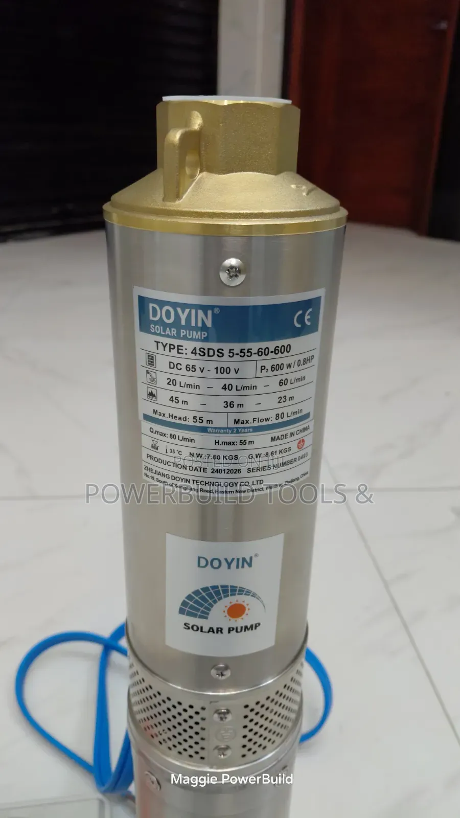 Doyin 4SDS 600w/1hp Hybrid Submersible Pump Brushless 55m Head