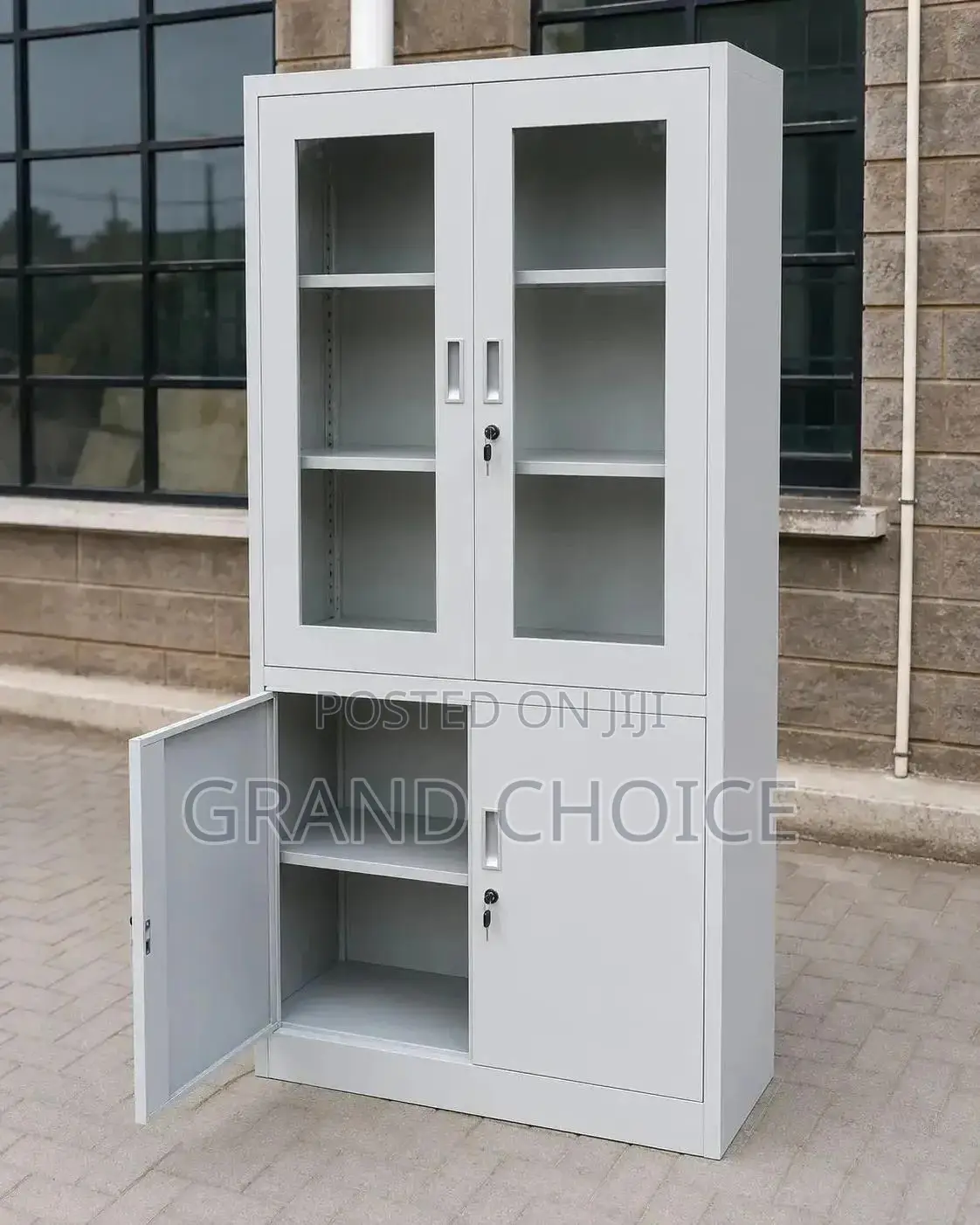 4-Door Steel Filing Cabinet With Glass Door