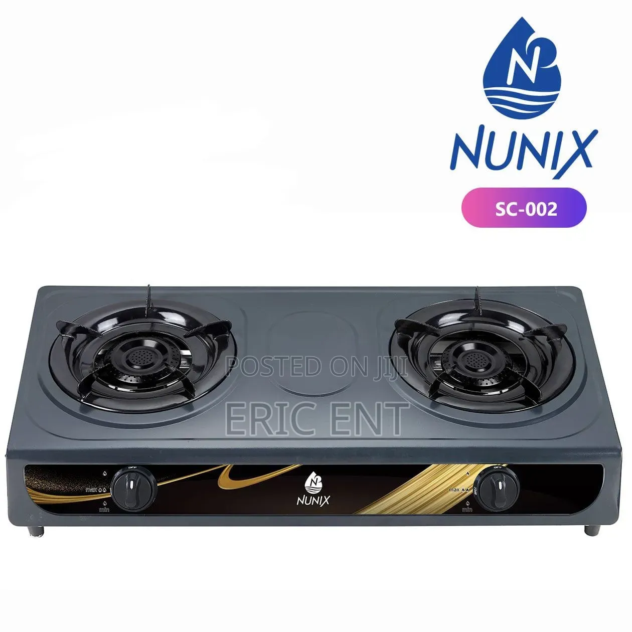 Nunix SC-002 Double Burner Gas Stove Cooker+6KG Regulator+Pipe