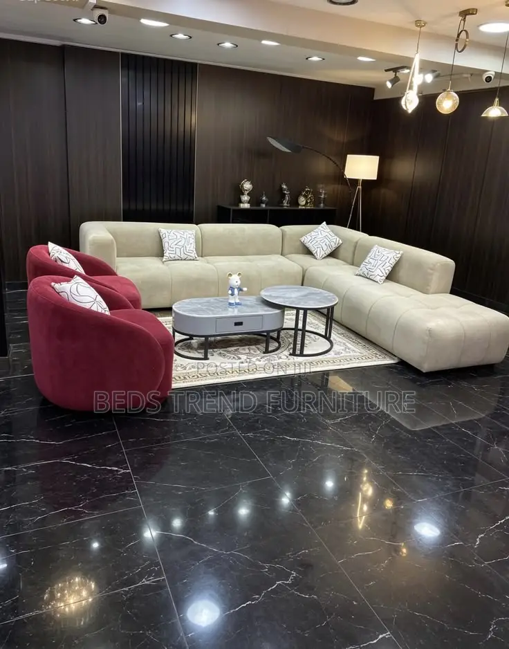 7-Seater L Seat White Sofa With Two One-Seaters