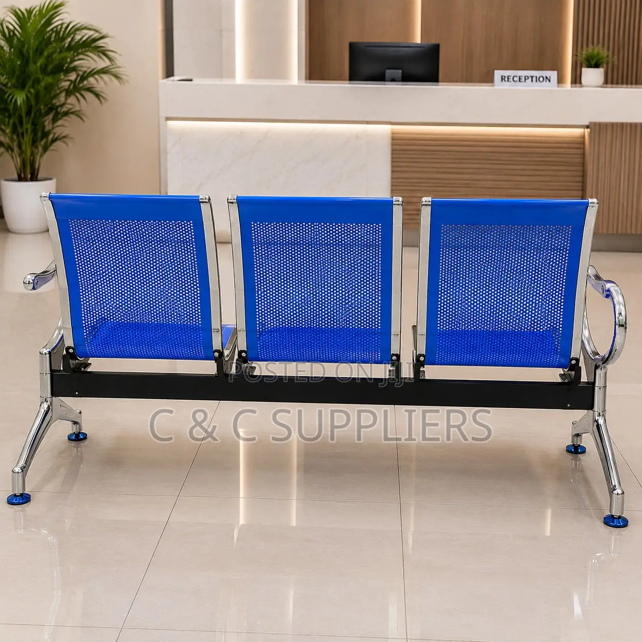 3-Seater Full Steel Visitor's Bench.