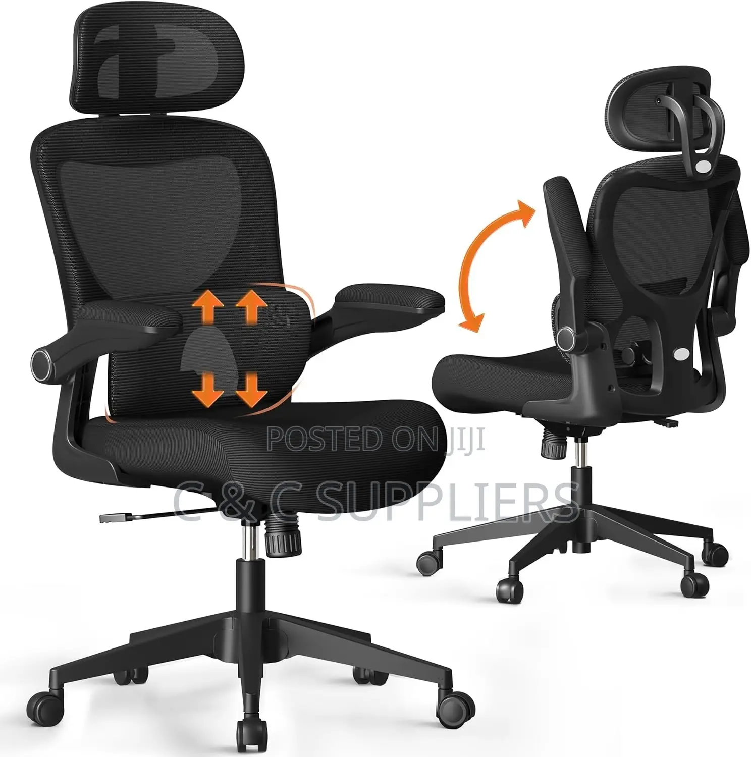 Swivel Mesh Chair With Flip Armrest