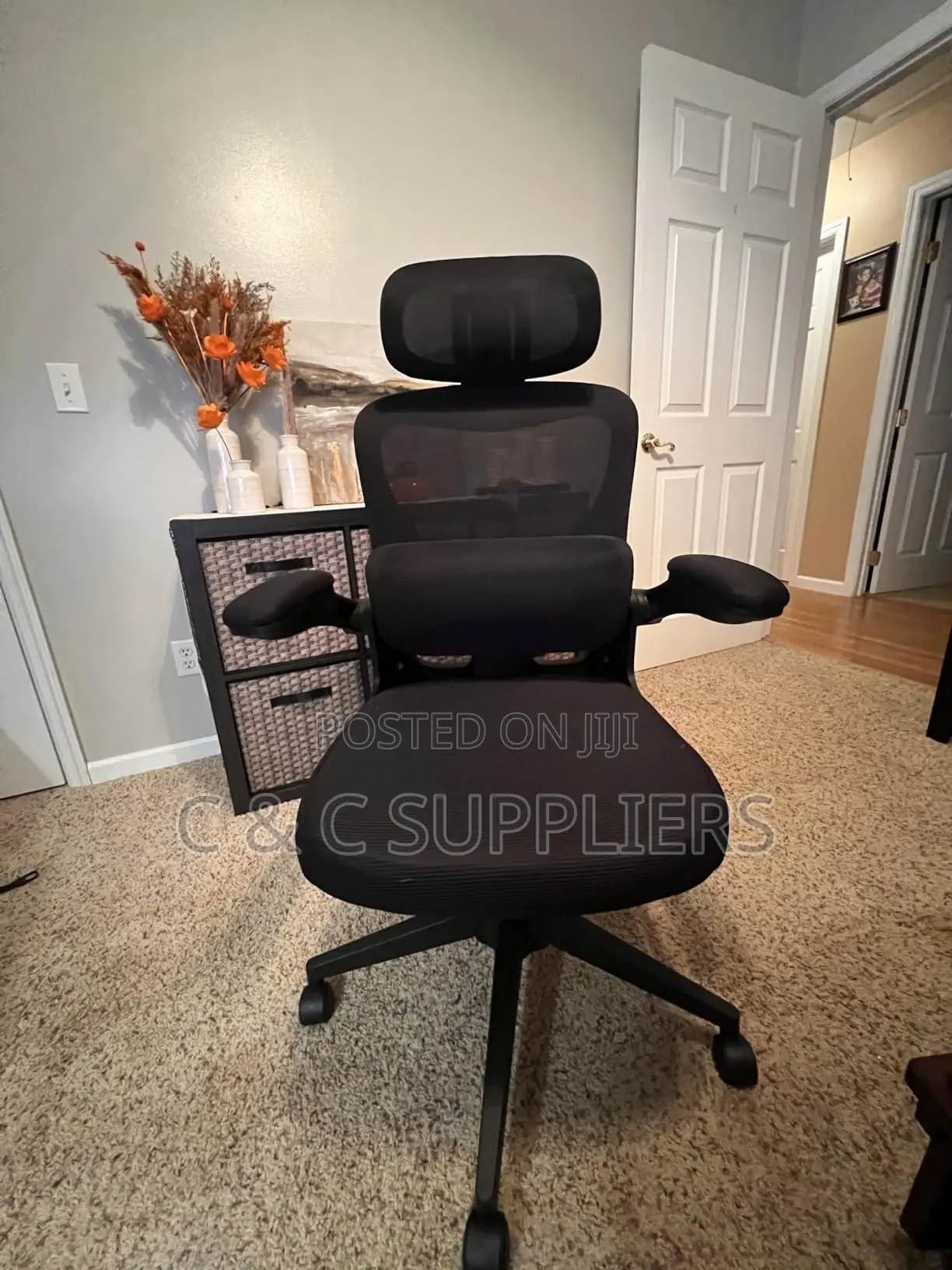 Swivel Mesh Chair With Flip Armrest