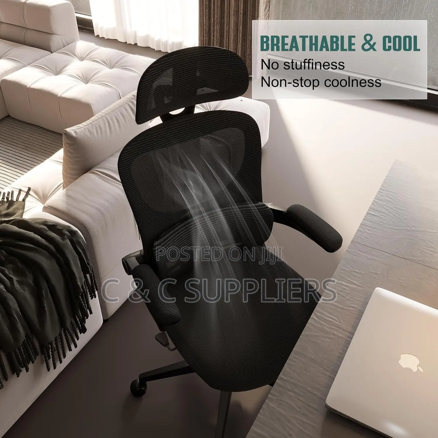 Swivel Mesh Chair With Flip Armrest
