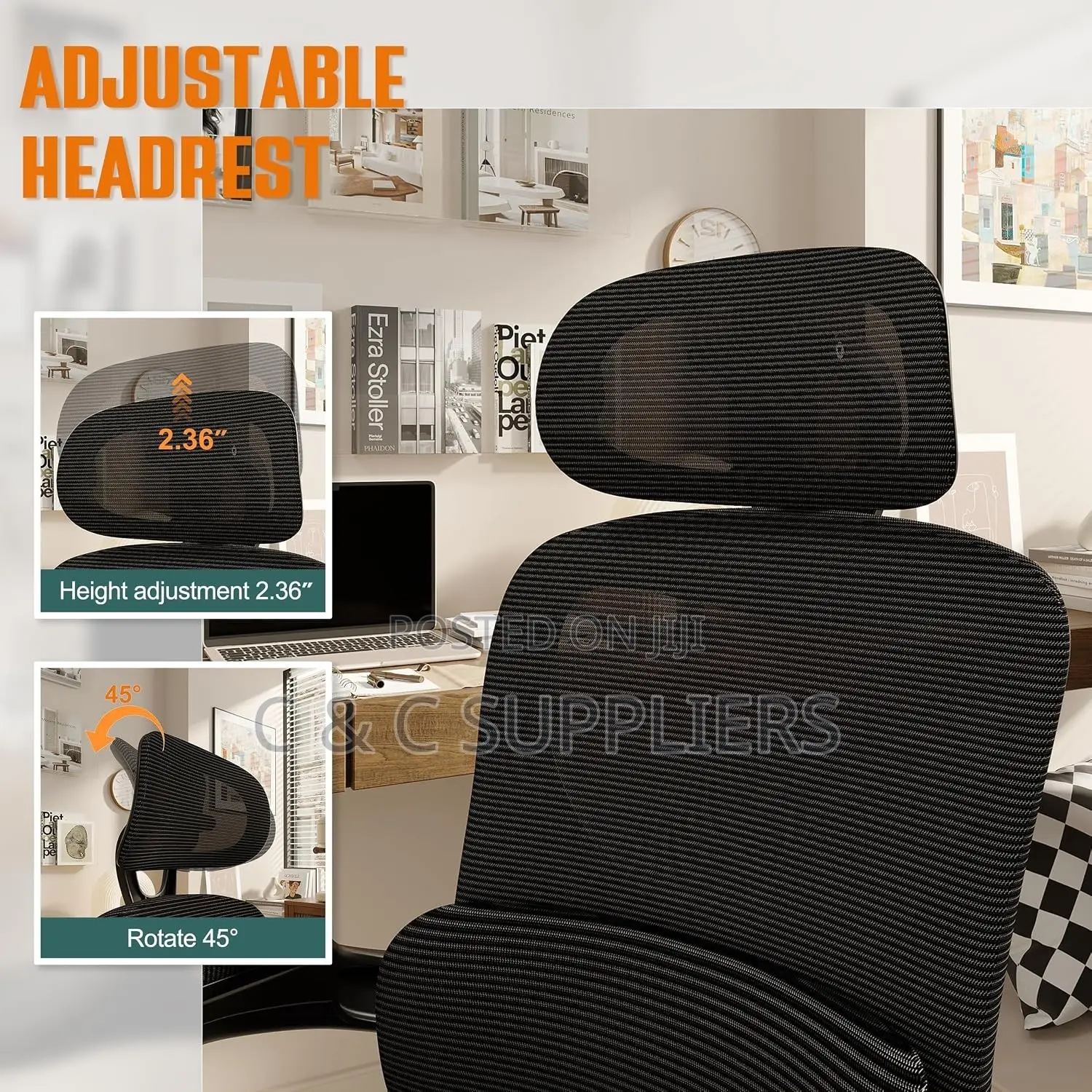 Swivel Mesh Chair With Flip Armrest